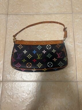 Louis Vuitton Black Multicolor Monogram Murakami Shoulder Bag